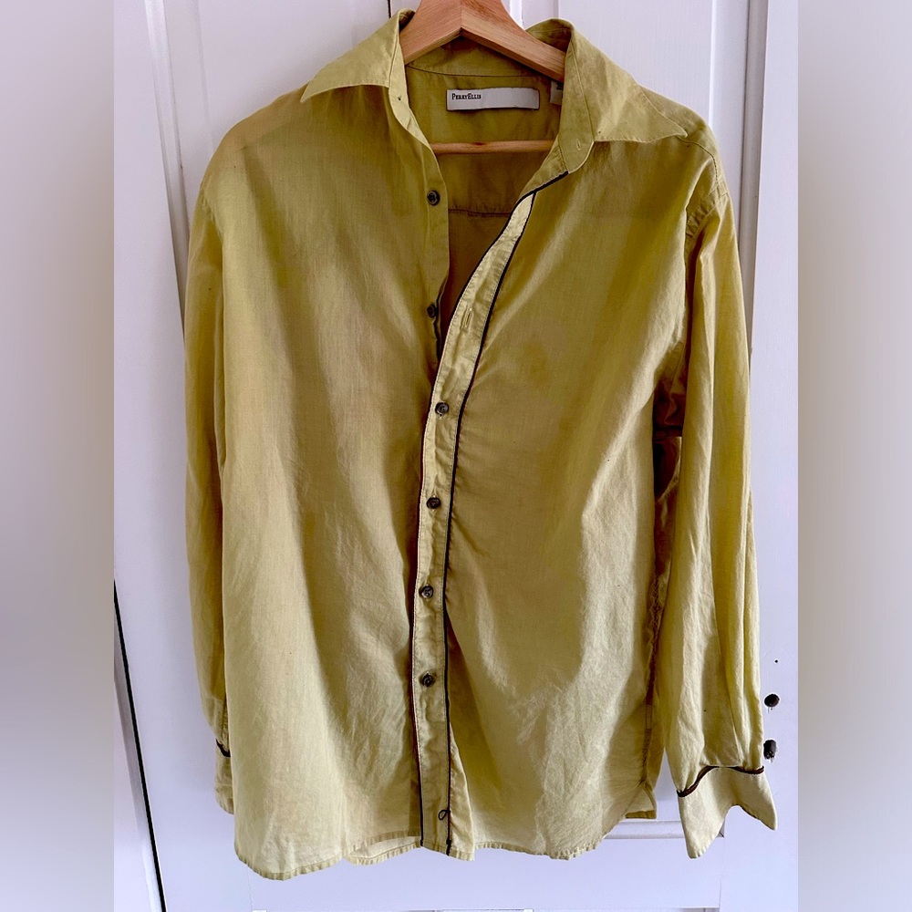 Chartreuse men’s Perry Ellis button down shirt Medium
